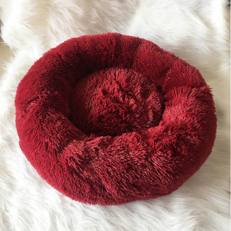Cozy Round Plush Dog Bed for Small Dogs and Cats - Soft Pet Nest Mat for Puppies