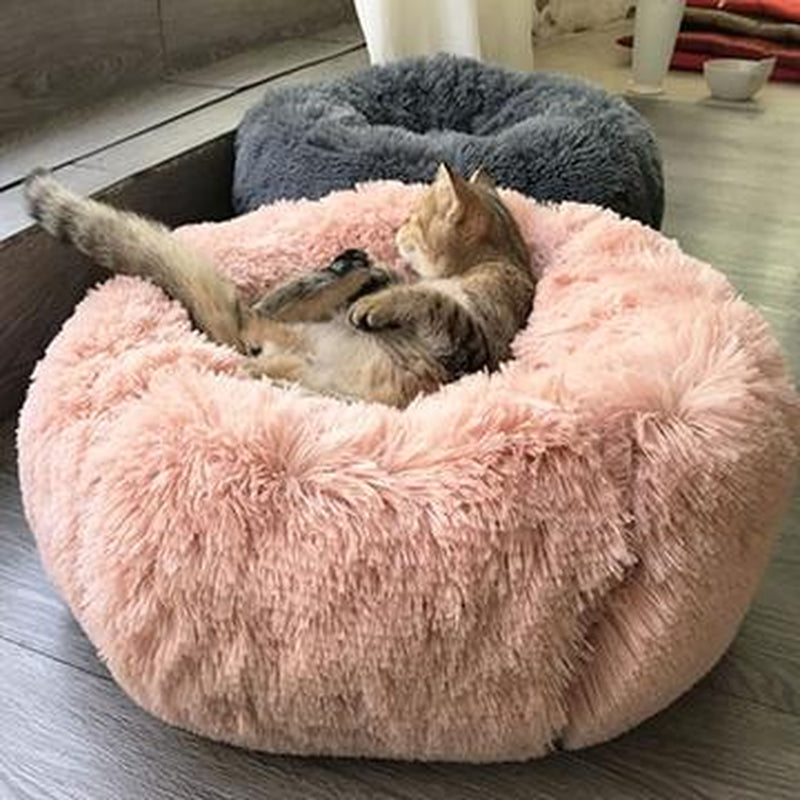 Cozy Round Plush Dog Bed for Small Dogs and Cats - Soft Pet Nest Mat for Puppies