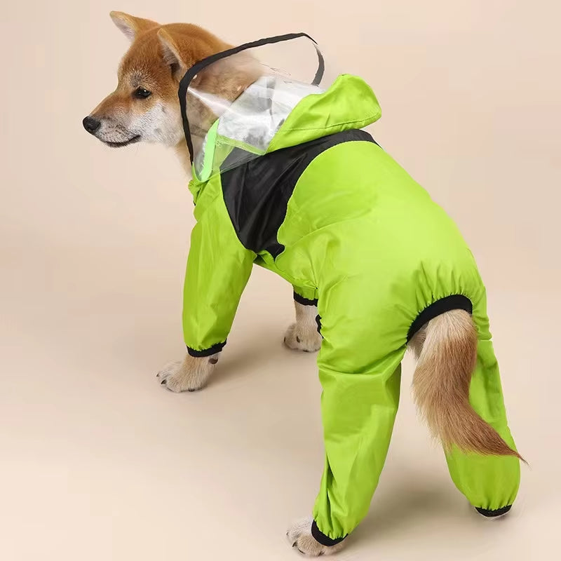 Waterproof Pet Dog Raincoat with Transparent Hood - Stylish Jumpsuit for Dogs and Cats