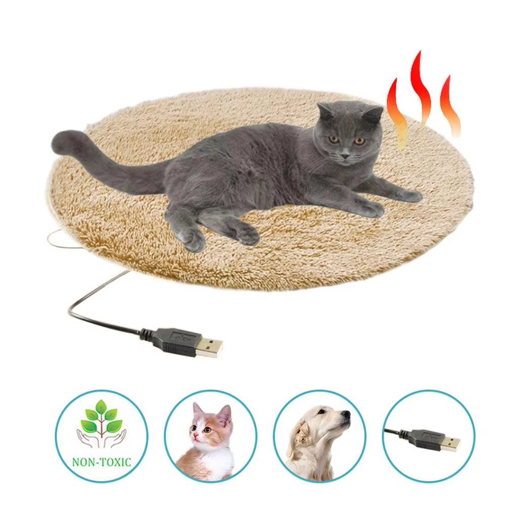 Cozy Winter Electric Heating Pad for Pets - Plush USB Charging Blanket for Dogs and Cats, Perfect for Travel