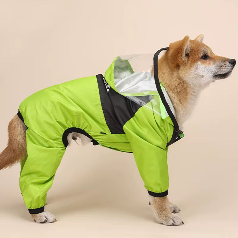 Waterproof Pet Dog Raincoat with Transparent Hood - Stylish Jumpsuit for Dogs and Cats