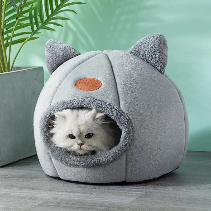 Cozy Winter Cat Bed & Small Dog House - Deep Sleep Comfort Tent Nest for Pets