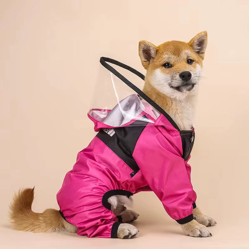 Waterproof Pet Dog Raincoat with Transparent Hood - Stylish Jumpsuit for Dogs and Cats