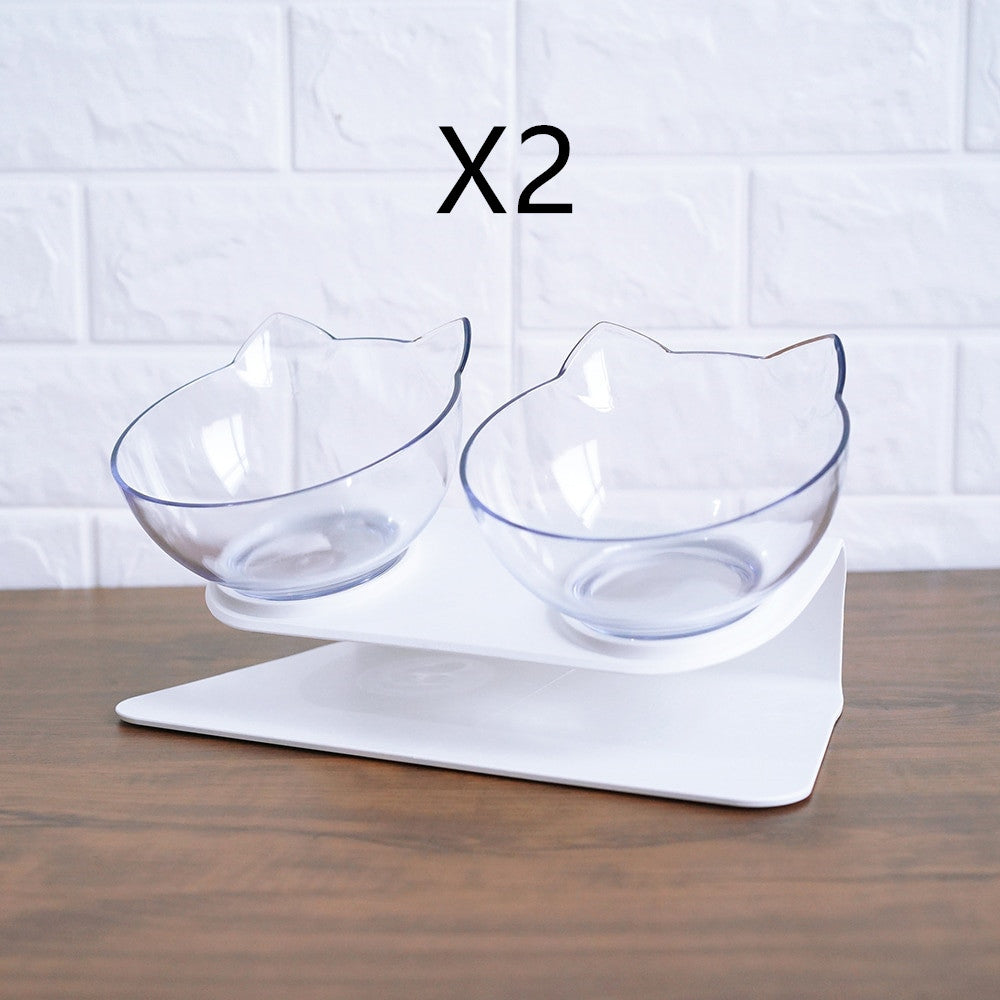 Non-Slip Raised Cat Bowl with Stand - Ergonomic Pet Feeder for Cats and Dogs, Transparent Design