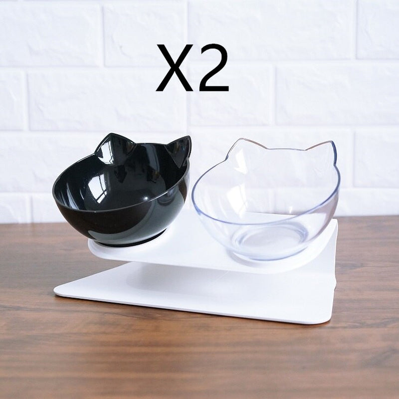 Non-Slip Raised Cat Bowl with Stand - Ergonomic Pet Feeder for Cats and Dogs, Transparent Design
