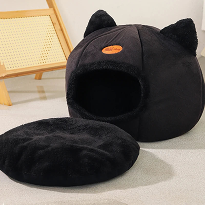 Cozy Winter Cat Bed & Small Dog House - Deep Sleep Comfort Tent Nest for Pets