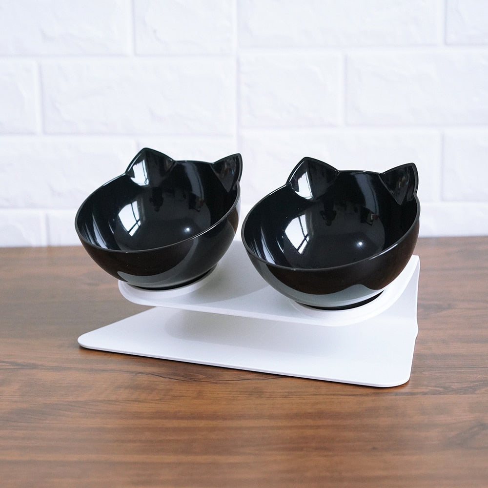 Non-Slip Raised Cat Bowl with Stand - Ergonomic Pet Feeder for Cats and Dogs, Transparent Design