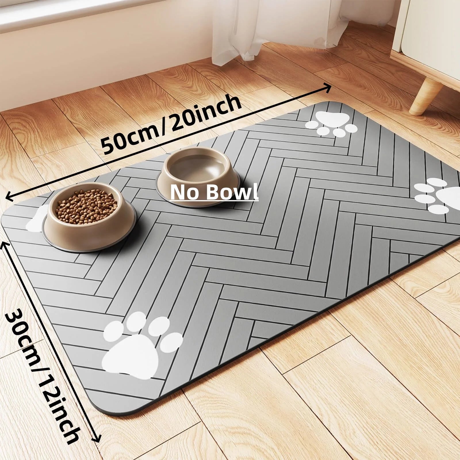 Absorbent Pet Feeding Mat with Waterproof Backing - Quick Dry Placemat for Dogs and Cats