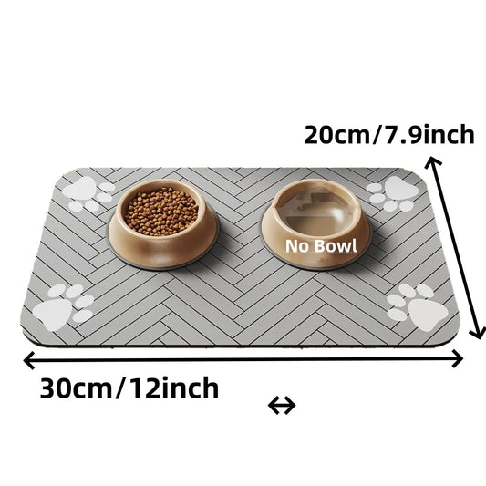 Absorbent Pet Feeding Mat with Waterproof Backing - Quick Dry Placemat for Dogs and Cats