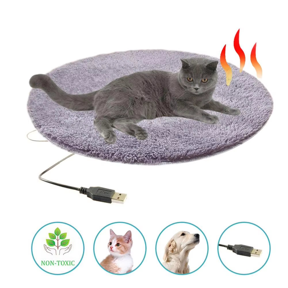 Cozy Winter Electric Heating Pad for Pets - Plush USB Charging Blanket for Dogs and Cats, Perfect for Travel