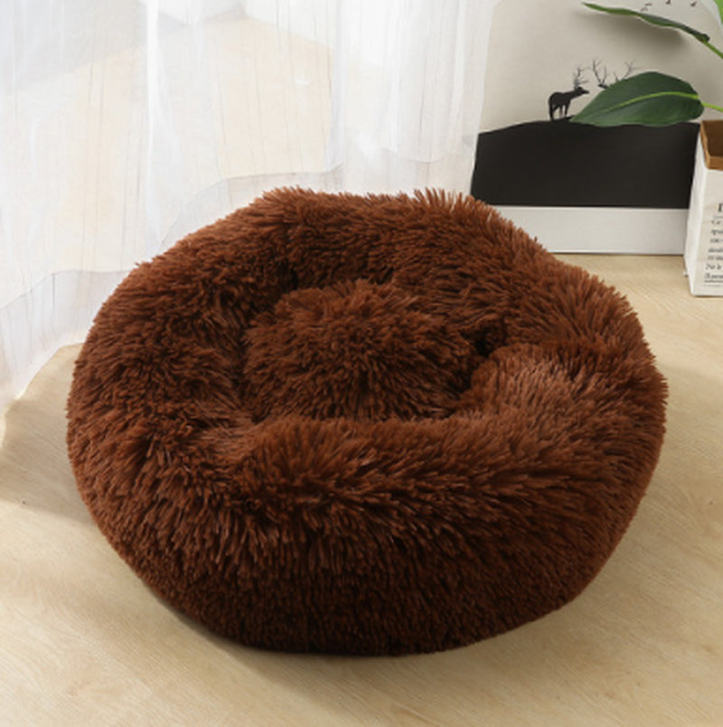 Cozy Round Plush Dog Bed for Small Dogs and Cats - Soft Pet Nest Mat for Puppies