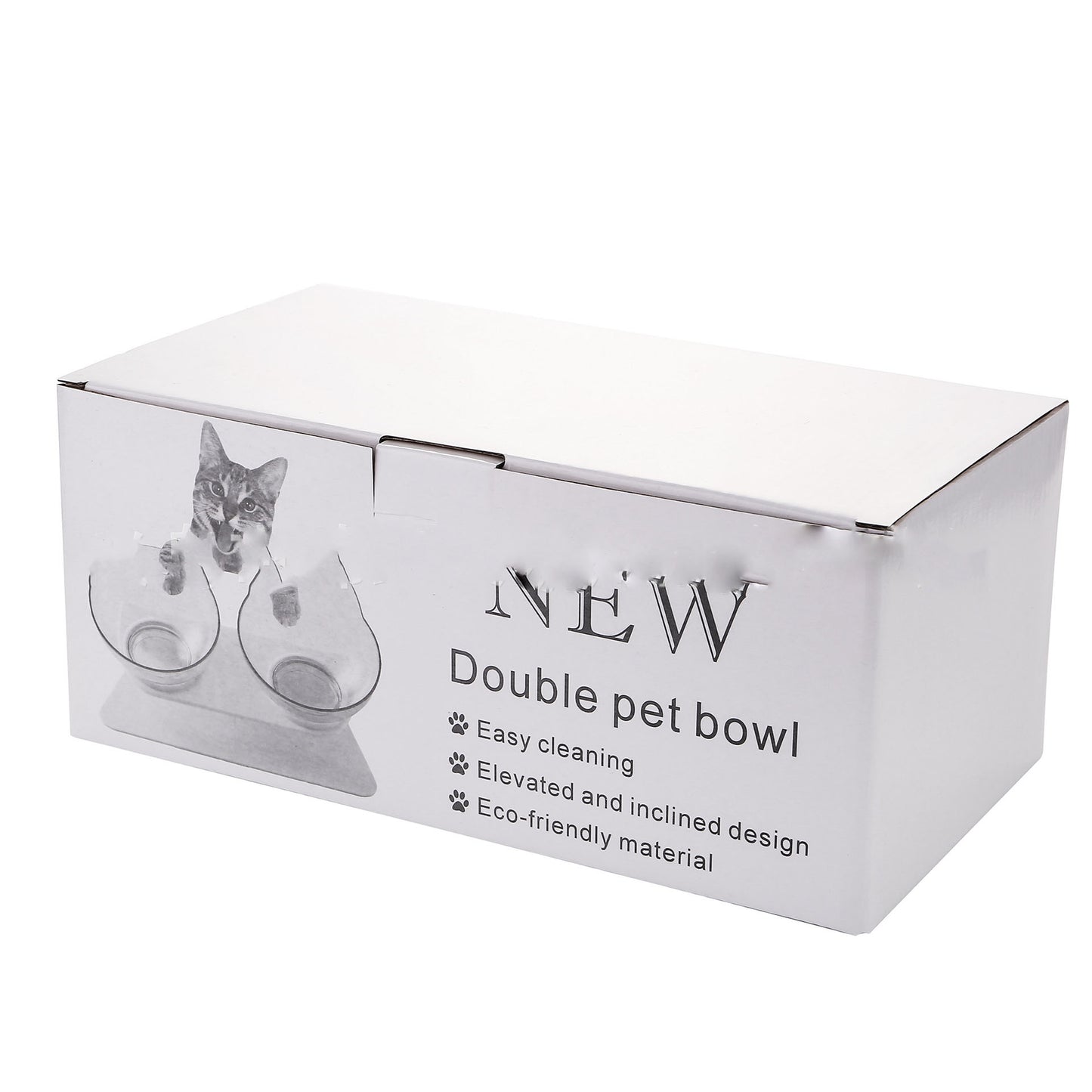 Non-Slip Raised Cat Bowl with Stand - Ergonomic Pet Feeder for Cats and Dogs, Transparent Design