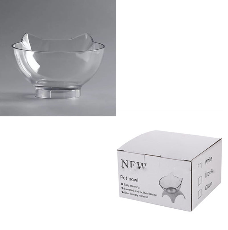 Non-Slip Raised Cat Bowl with Stand - Ergonomic Pet Feeder for Cats and Dogs, Transparent Design