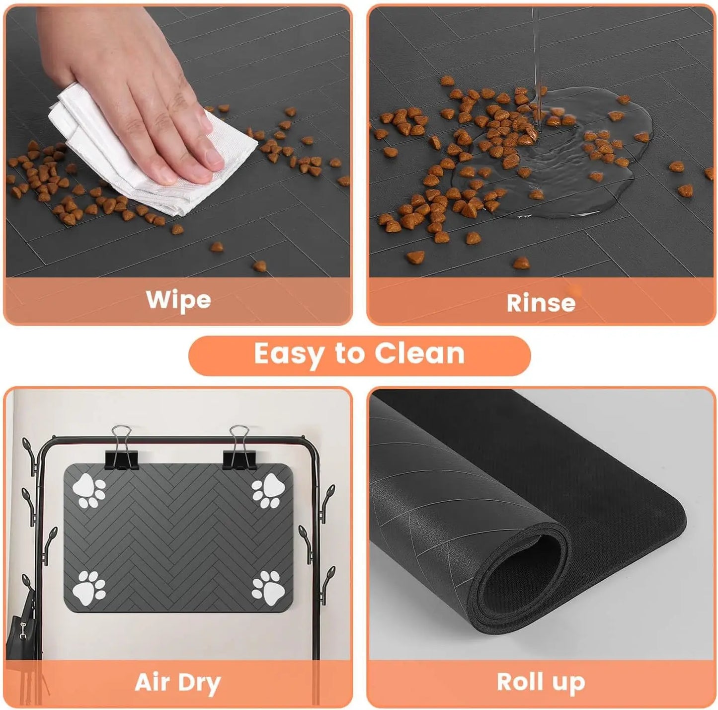 Absorbent Pet Feeding Mat with Waterproof Backing - Quick Dry Placemat for Dogs and Cats
