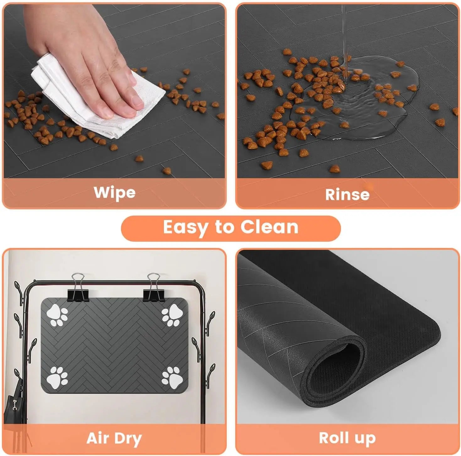 Absorbent Pet Feeding Mat with Waterproof Backing - Quick Dry Placemat for Dogs and Cats