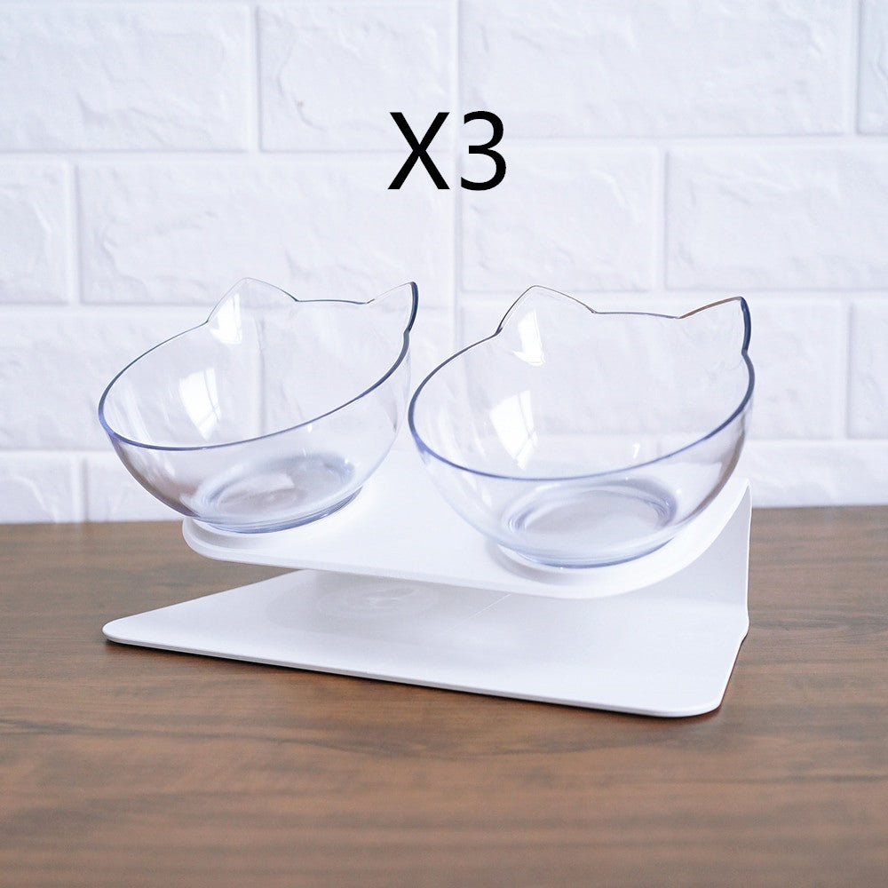 Non-Slip Raised Cat Bowl with Stand - Ergonomic Pet Feeder for Cats and Dogs, Transparent Design