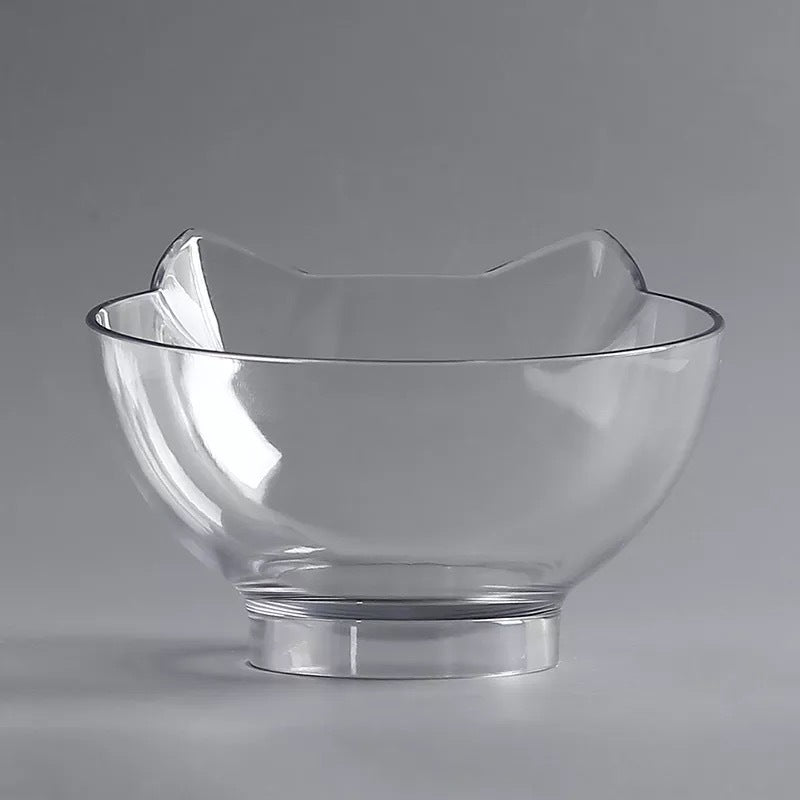 Non-Slip Raised Cat Bowl with Stand - Ergonomic Pet Feeder for Cats and Dogs, Transparent Design