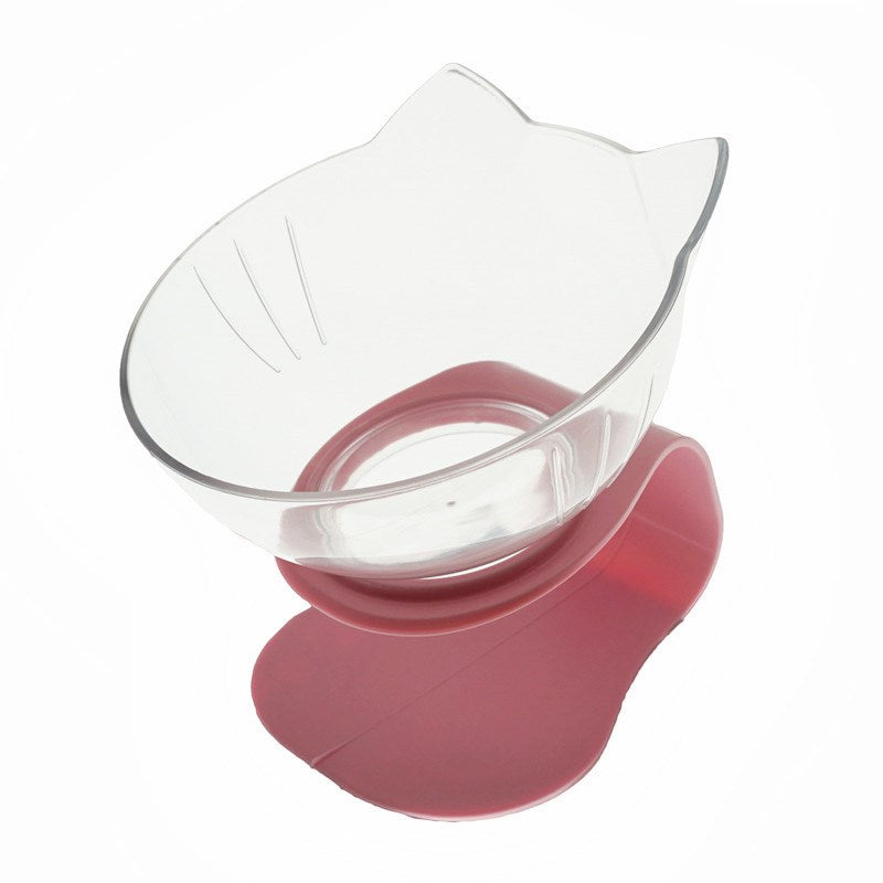 Non-Slip Raised Cat Bowl with Stand - Ergonomic Pet Feeder for Cats and Dogs, Transparent Design