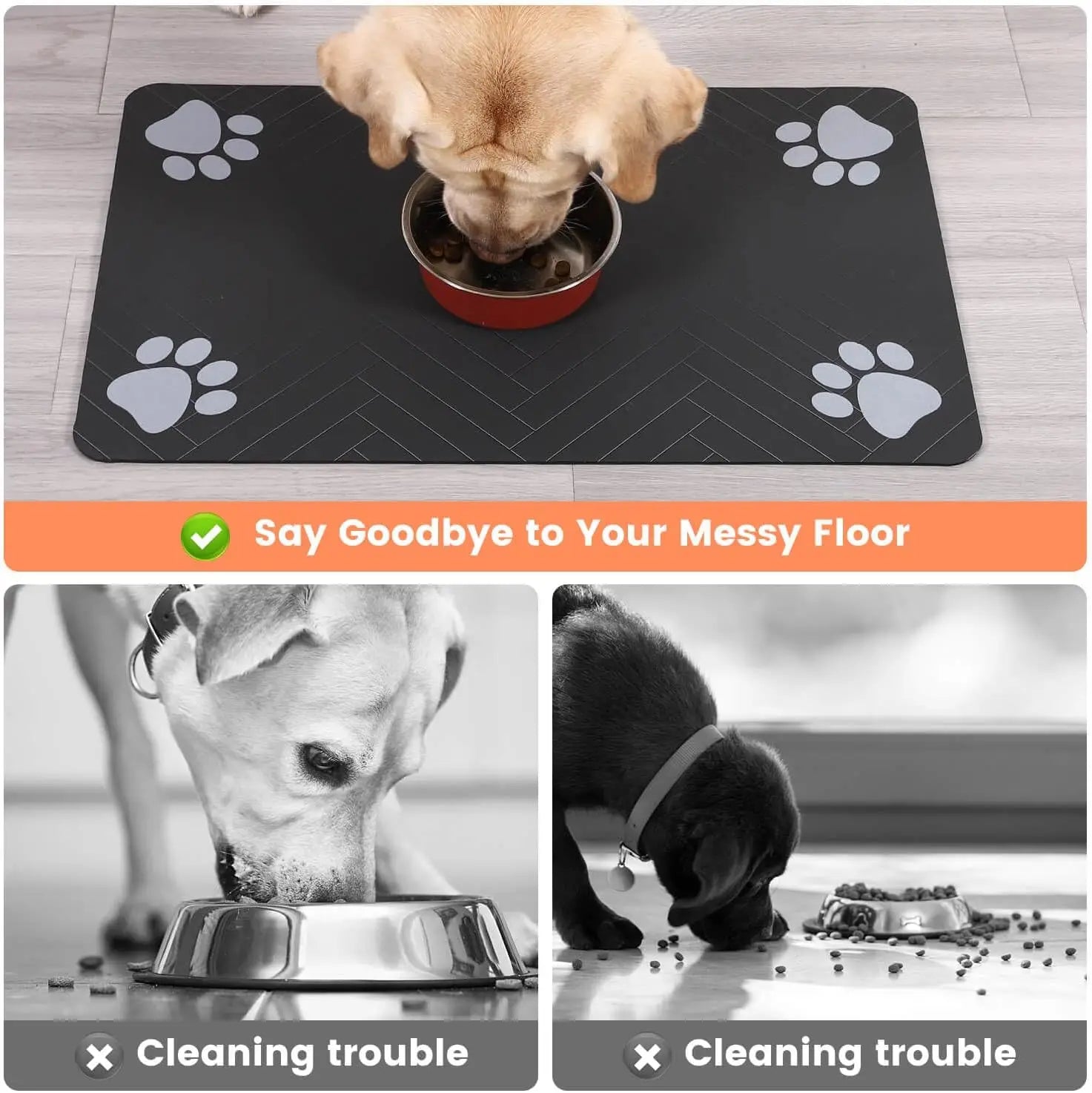 Absorbent Pet Feeding Mat with Waterproof Backing - Quick Dry Placemat for Dogs and Cats