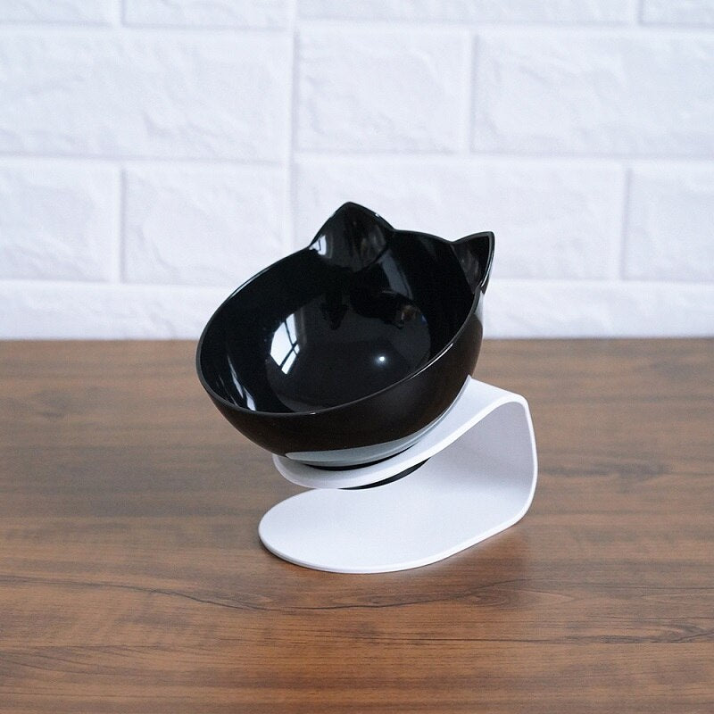 Non-Slip Raised Cat Bowl with Stand - Ergonomic Pet Feeder for Cats and Dogs, Transparent Design