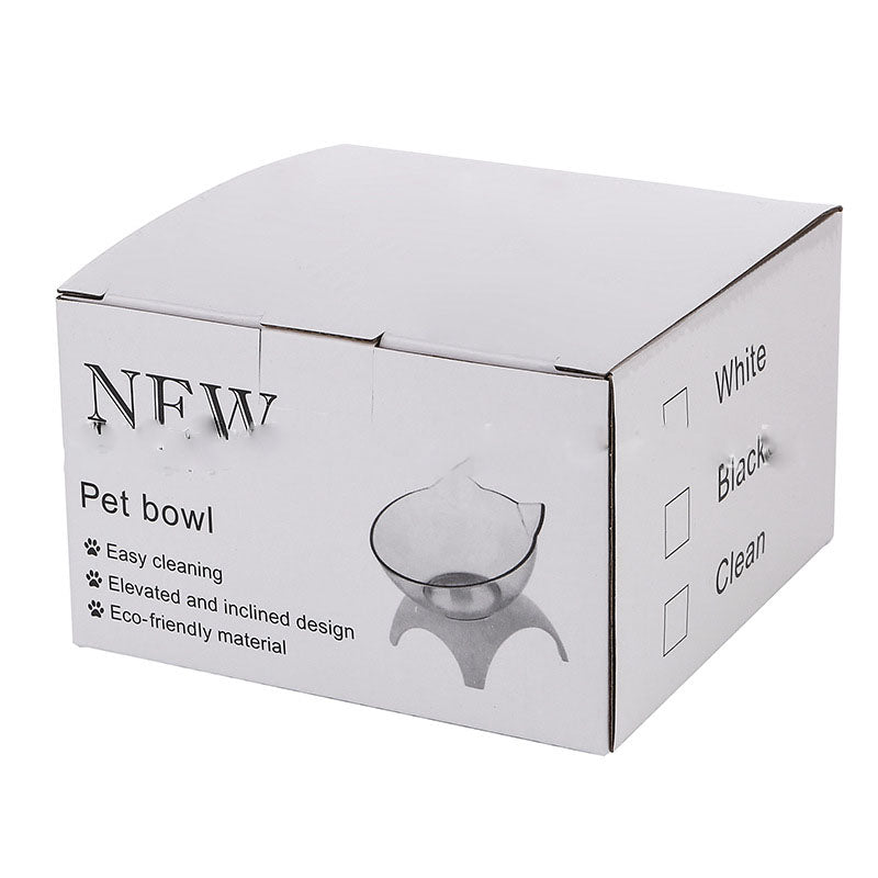 Non-Slip Raised Cat Bowl with Stand - Ergonomic Pet Feeder for Cats and Dogs, Transparent Design