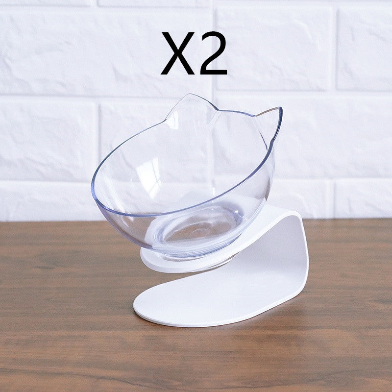 Non-Slip Raised Cat Bowl with Stand - Ergonomic Pet Feeder for Cats and Dogs, Transparent Design