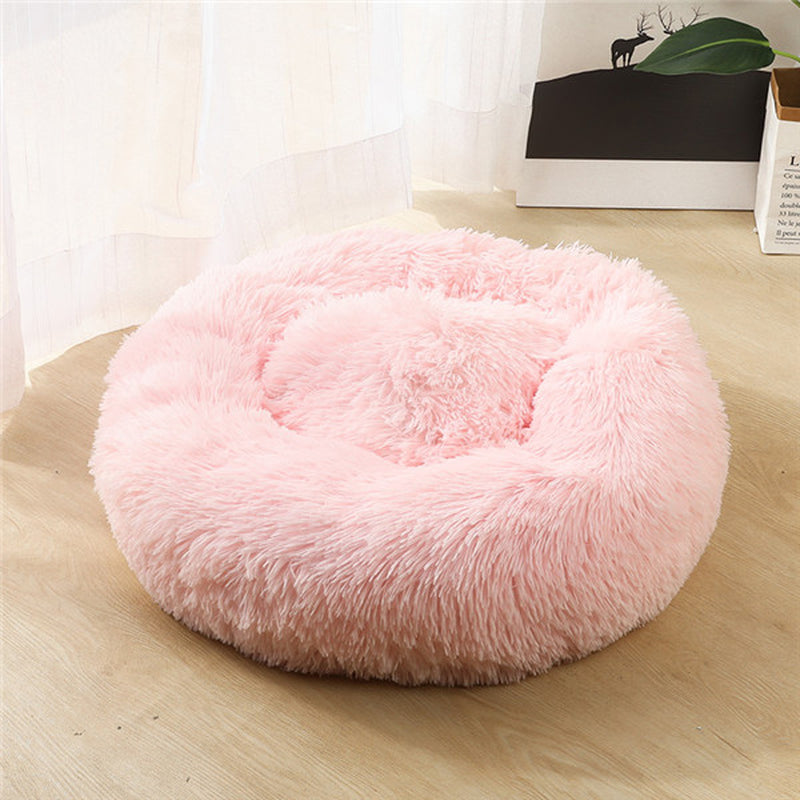 Cozy Round Plush Dog Bed for Small Dogs and Cats - Soft Pet Nest Mat for Puppies