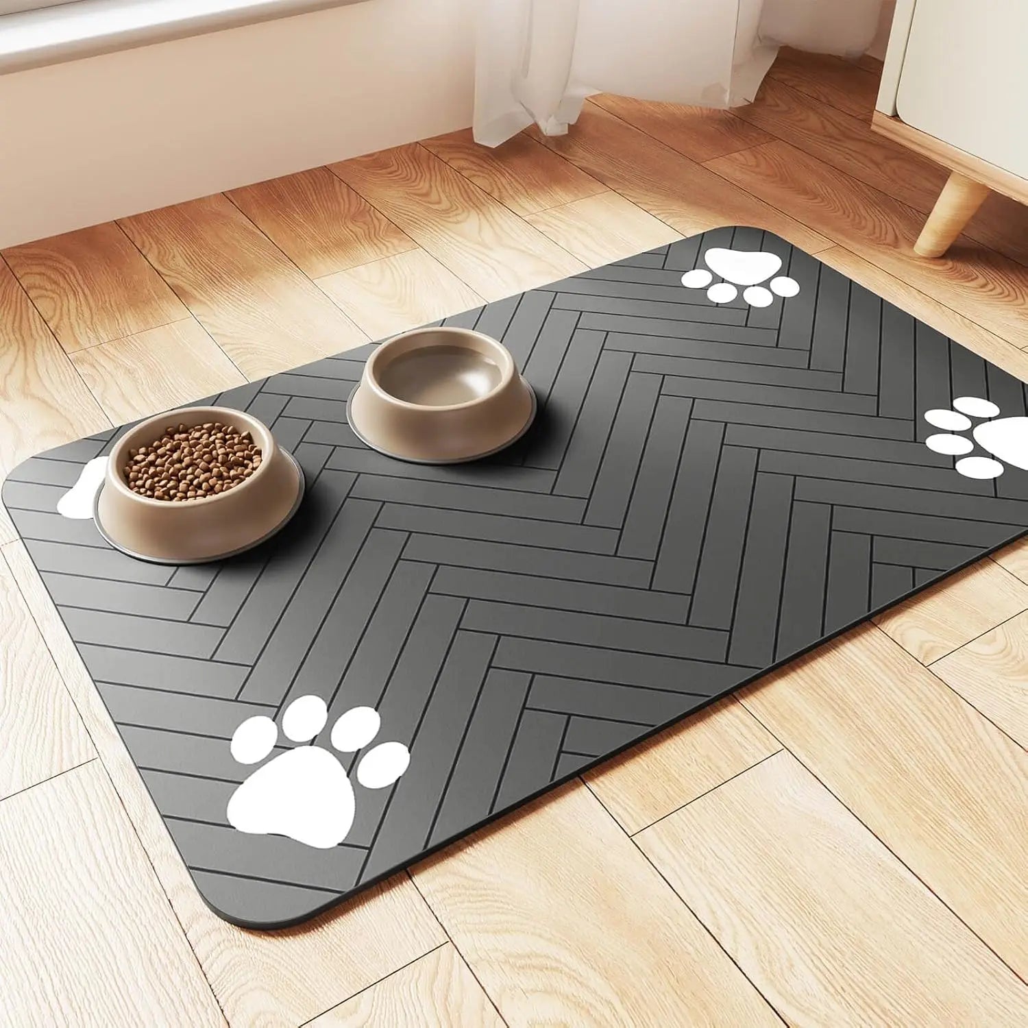 Absorbent Pet Feeding Mat with Waterproof Backing - Quick Dry Placemat for Dogs and Cats