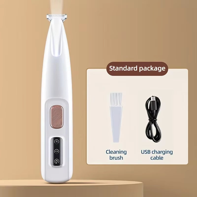 Rechargeable USB Dog Paw Trimmer with LED Light - Waterproof, Low Noise Electric Scissors for Pet Face, Foot, Ear, and Hip Grooming