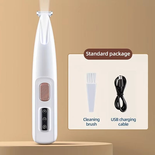Rechargeable USB Dog Paw Trimmer with LED Light - Waterproof, Low Noise Electric Scissors for Pet Face, Foot, Ear, and Hip Grooming