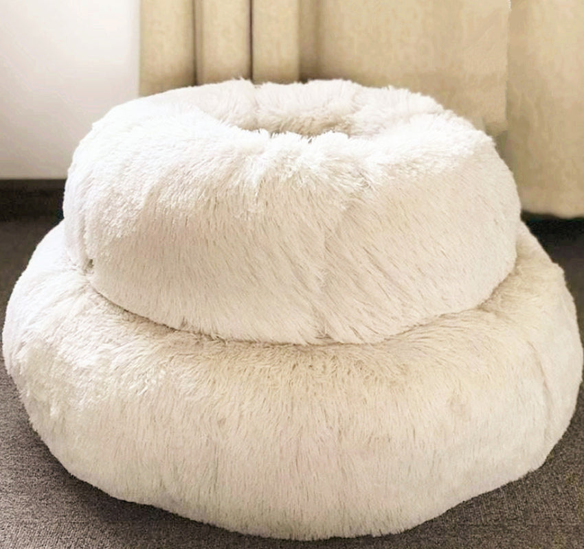 Cozy Round Plush Dog Bed for Small Dogs and Cats - Soft Pet Nest Mat for Puppies