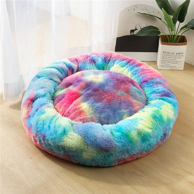 Cozy Round Plush Dog Bed for Small Dogs and Cats - Soft Pet Nest Mat for Puppies