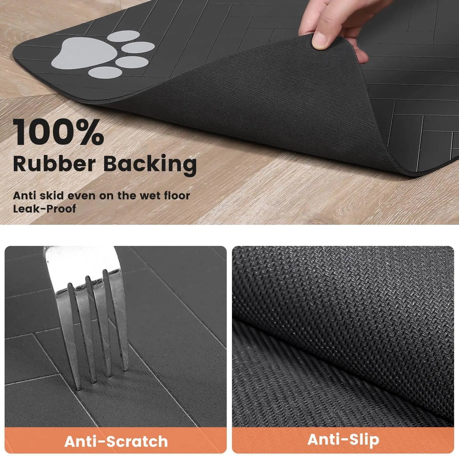 Absorbent Pet Feeding Mat with Waterproof Backing - Quick Dry Placemat for Dogs and Cats