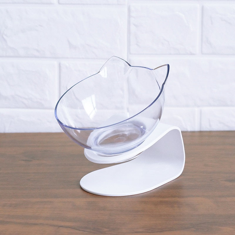 Non-Slip Raised Cat Bowl with Stand - Ergonomic Pet Feeder for Cats and Dogs, Transparent Design
