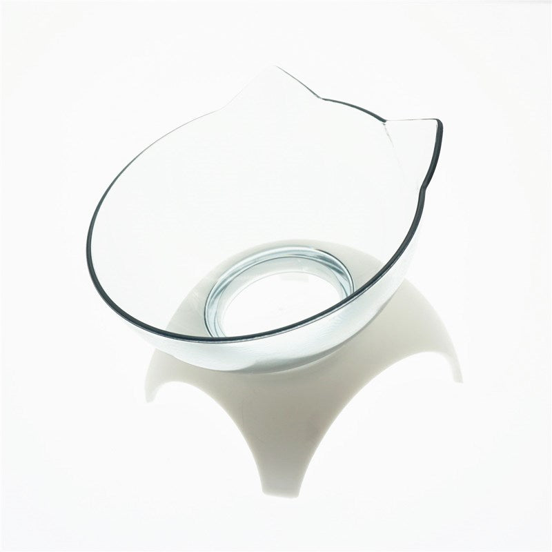 Non-Slip Raised Cat Bowl with Stand - Ergonomic Pet Feeder for Cats and Dogs, Transparent Design