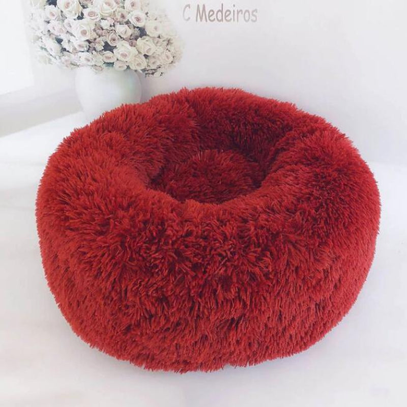 Cozy Round Plush Dog Bed for Small Dogs and Cats - Soft Pet Nest Mat for Puppies