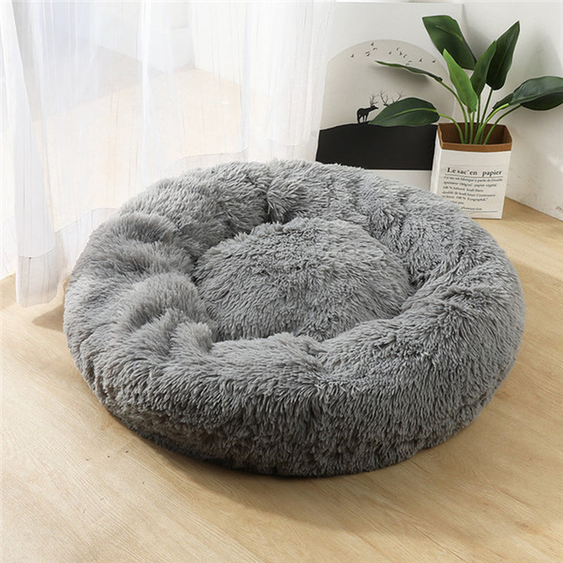 Cozy Round Plush Dog Bed for Small Dogs and Cats - Soft Pet Nest Mat for Puppies