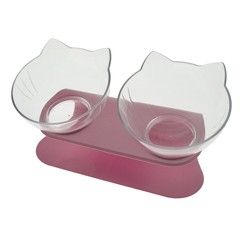 Non-Slip Raised Cat Bowl with Stand - Ergonomic Pet Feeder for Cats and Dogs, Transparent Design