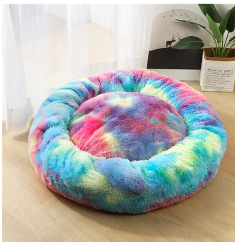 Cozy Round Plush Dog Bed for Small Dogs and Cats - Soft Pet Nest Mat for Puppies