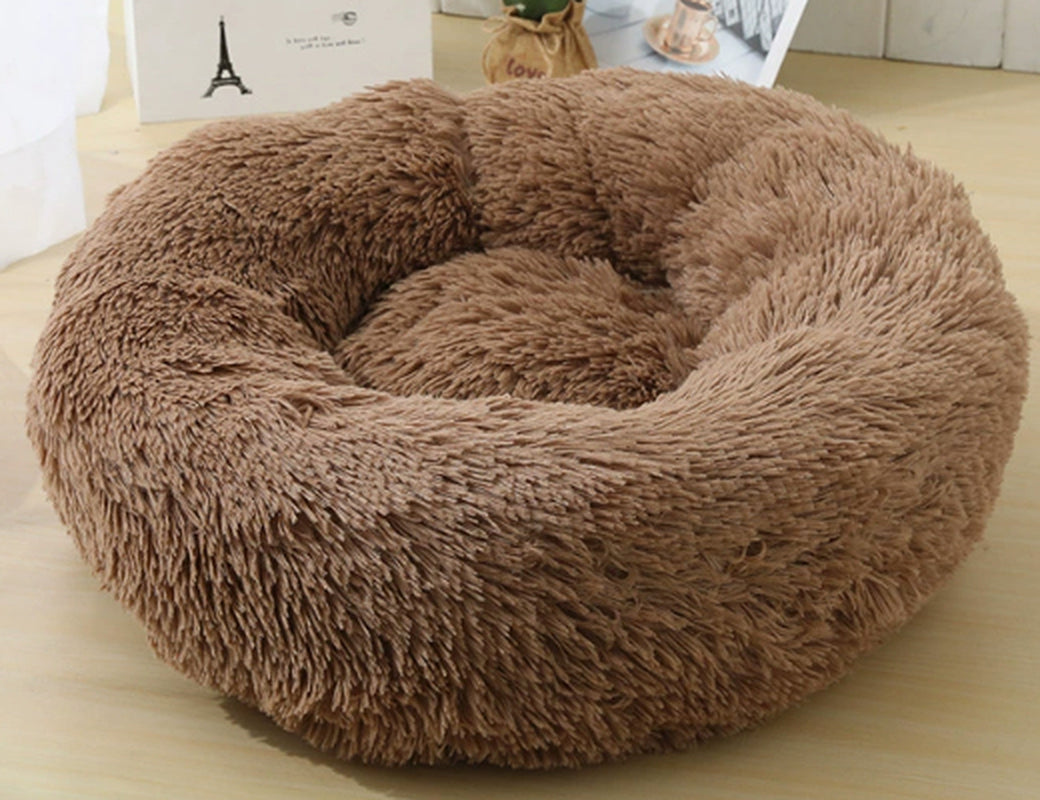 Cozy Round Plush Dog Bed for Small Dogs and Cats - Soft Pet Nest Mat for Puppies