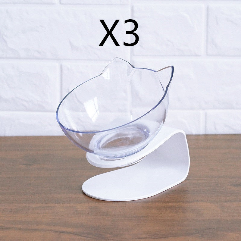 Non-Slip Raised Cat Bowl with Stand - Ergonomic Pet Feeder for Cats and Dogs, Transparent Design