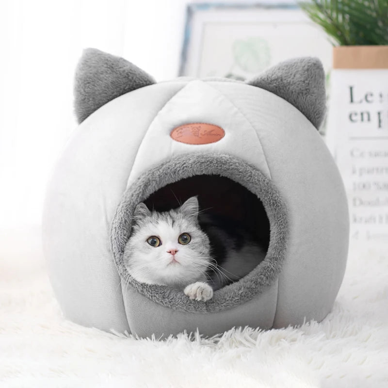 Cozy Winter Cat Bed & Small Dog House - Deep Sleep Comfort Tent Nest for Pets