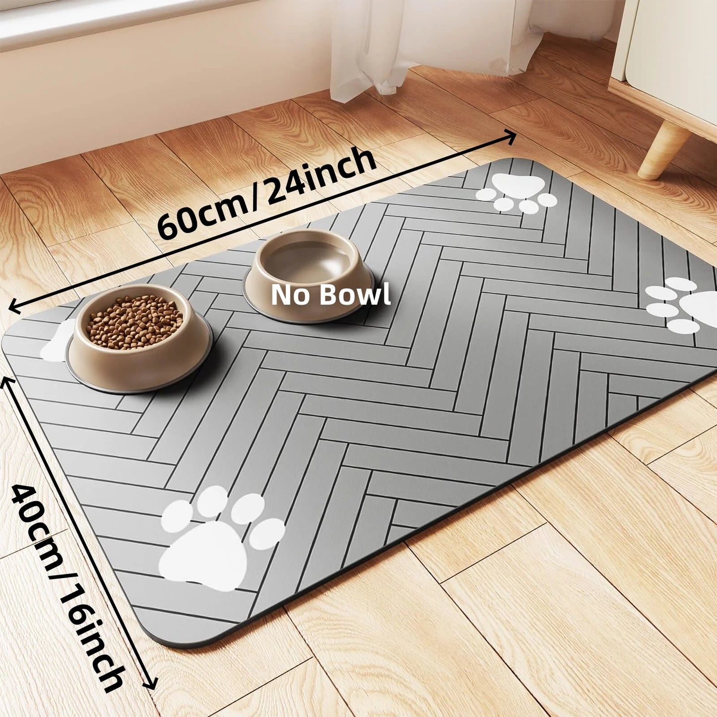 Absorbent Pet Feeding Mat with Waterproof Backing - Quick Dry Placemat for Dogs and Cats