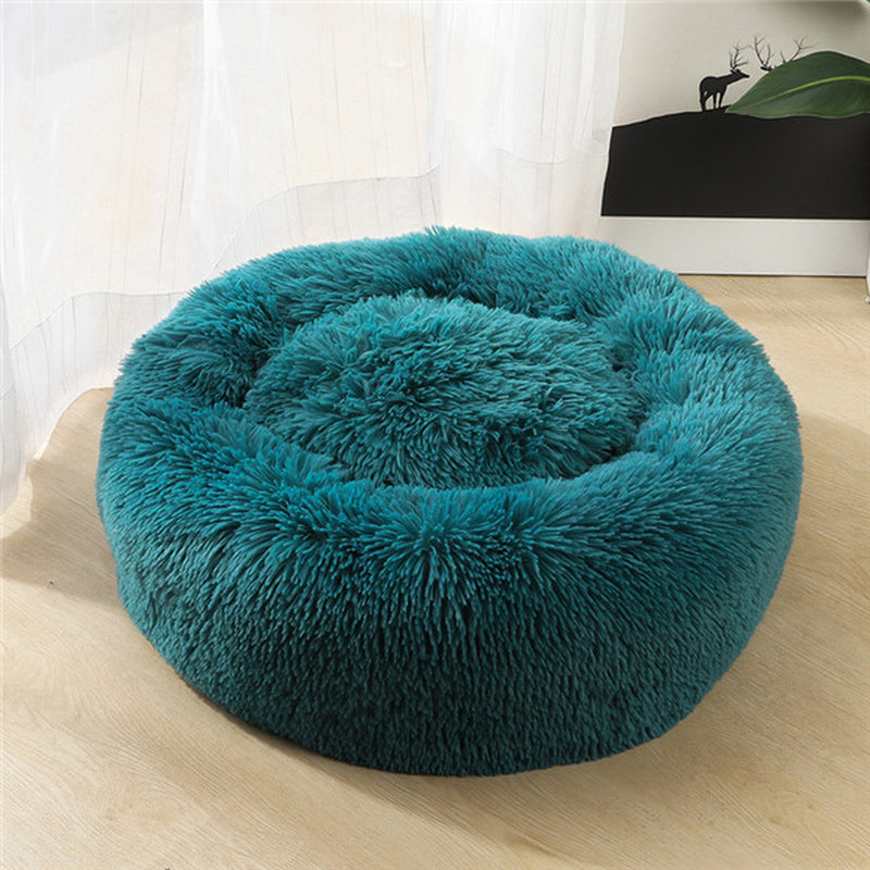 Cozy Round Plush Dog Bed for Small Dogs and Cats - Soft Pet Nest Mat for Puppies