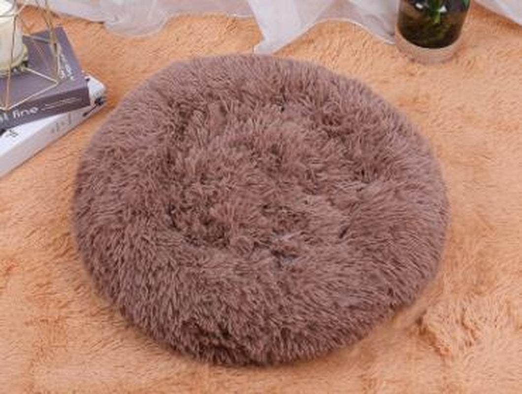 Cozy Round Plush Dog Bed for Small Dogs and Cats - Soft Pet Nest Mat for Puppies
