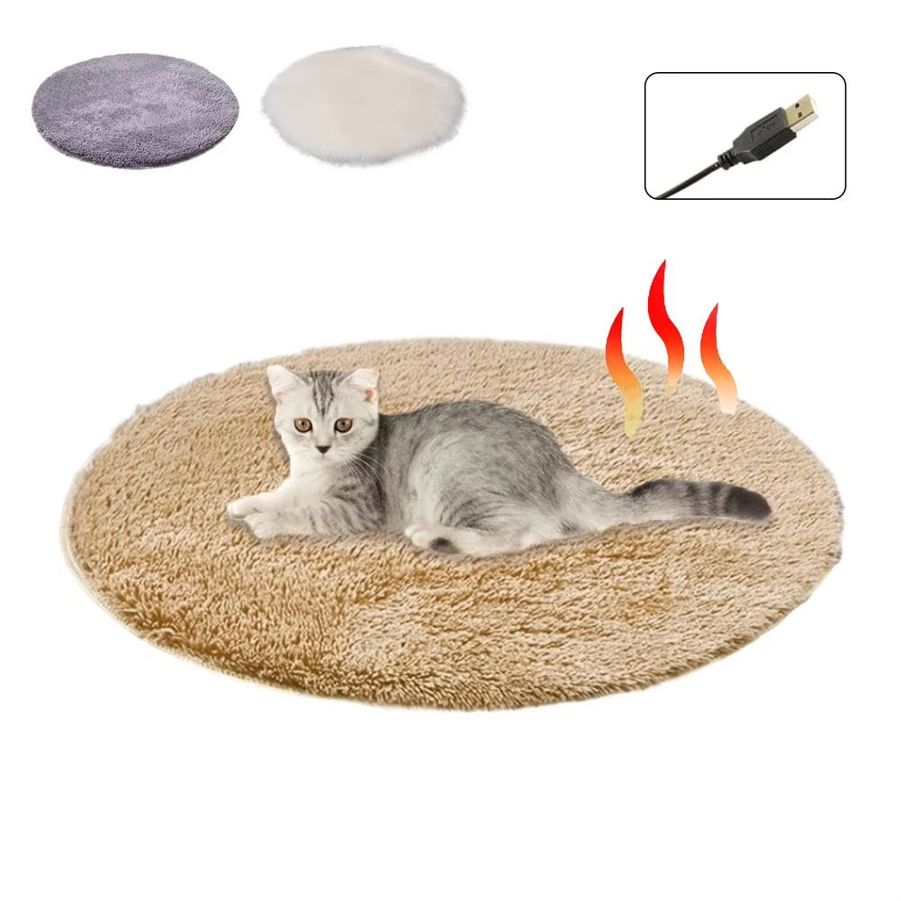 Cozy Winter Electric Heating Pad for Pets - Plush USB Charging Blanket for Dogs and Cats, Perfect for Travel