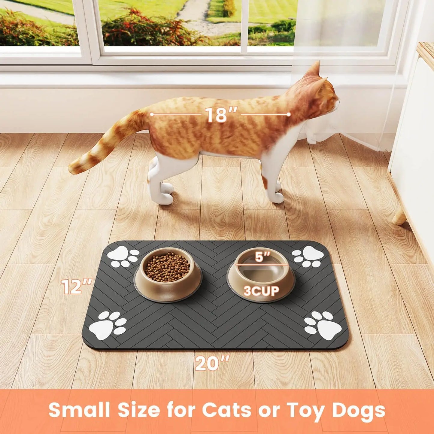 Absorbent Pet Feeding Mat with Waterproof Backing - Quick Dry Placemat for Dogs and Cats