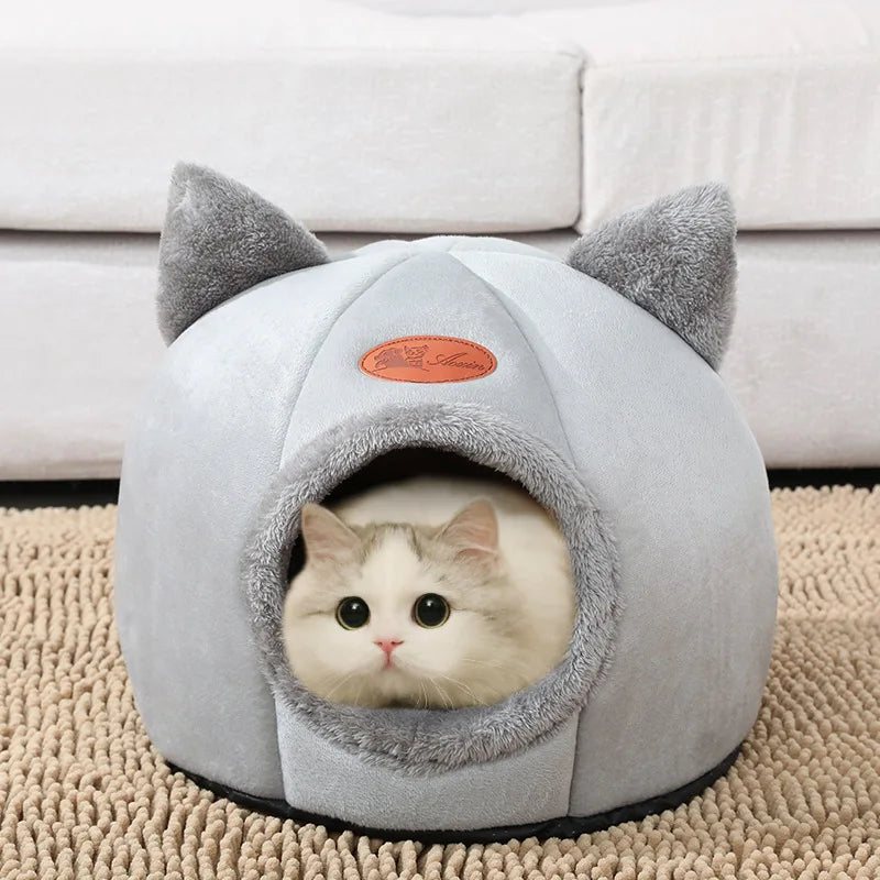 Cozy Winter Cat Bed & Small Dog House - Deep Sleep Comfort Tent Nest for Pets