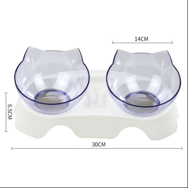 Non-Slip Raised Cat Bowl with Stand - Ergonomic Pet Feeder for Cats and Dogs, Transparent Design