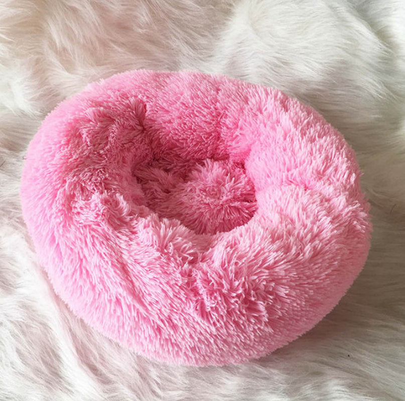 Cozy Round Plush Dog Bed for Small Dogs and Cats - Soft Pet Nest Mat for Puppies